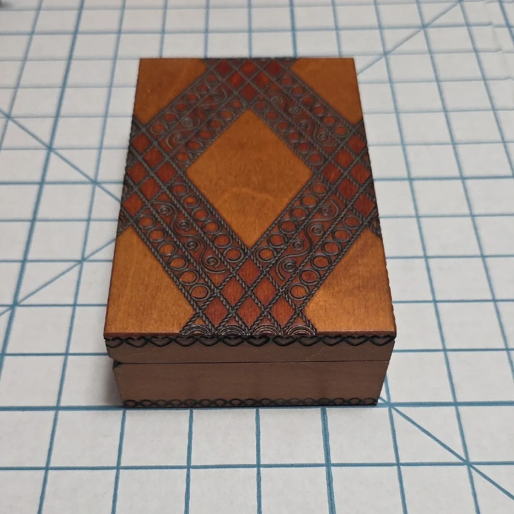 Polish Folk Art Box: Handmade Hinged Wooden Box #1,‎ Etched Designs, Vintage